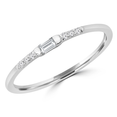Baguette Cut Diamond Multi-Stone Engagement Ring in White Gold - #RG001054A-W