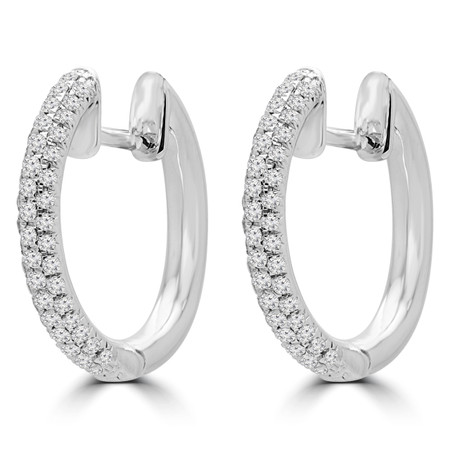 Round Cut Diamond Huggie Hoop Earrings in White Gold - ER000334A-W