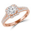Round Diamond Split Shank Multi-stone Halo Engagement Ring in Rose Gold - #AMAYA-R