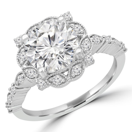 Round Halo Multi-stone Engagement Ring in White Gold - #ANAT-W