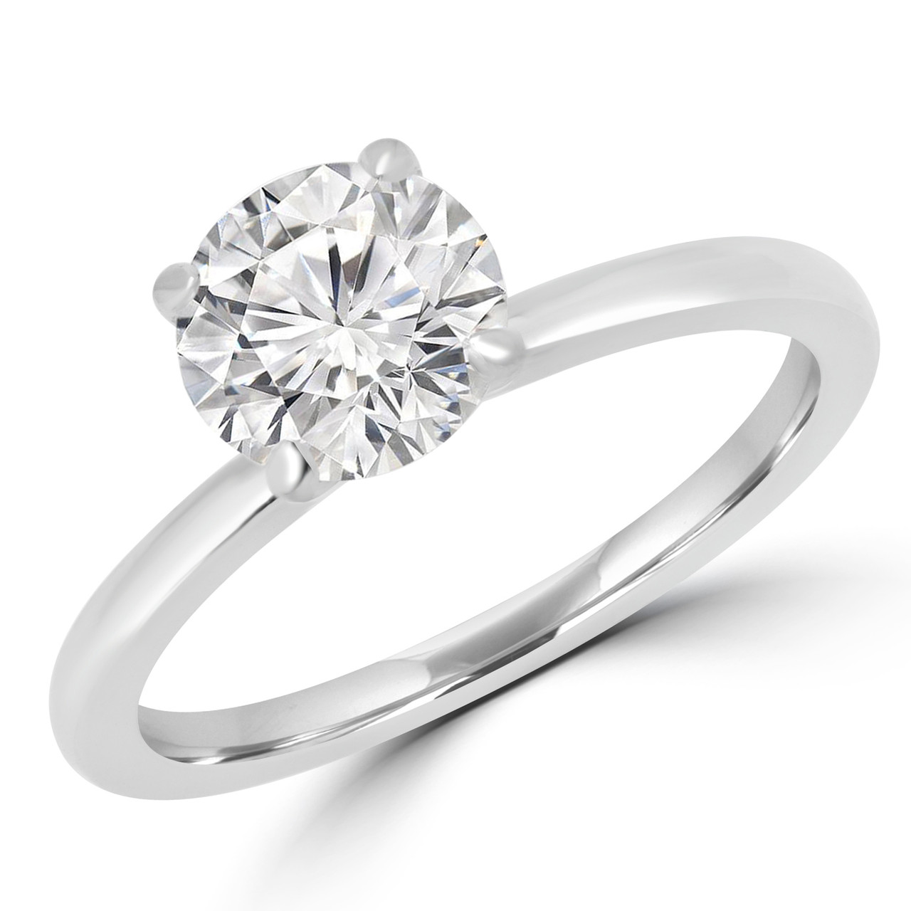 Round Cut Solitaire Engagement Ring in White Gold ANKSOLW Bijoux Majesty