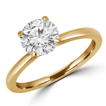 Round Cut Solitaire Engagement Ring in Yellow Gold - #ANKSOL-Y