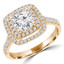 Round Double Halo Multi-stone Engagement Ring in Yellow Gold - #BAILEY-Y