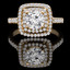 Round Double Halo Multi-stone Engagement Ring in Yellow Gold - #BAILEY-Y