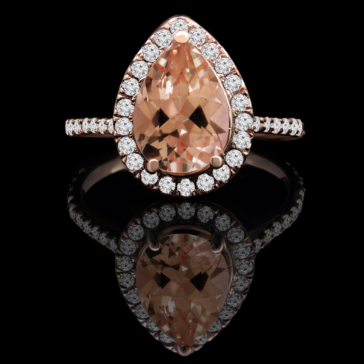 Pink morganite pear on sale shaped engagement ring