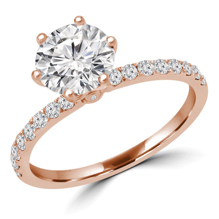 Round Cut Multi-stone Engagement Ring in Rose Gold - #GOLDEN-R