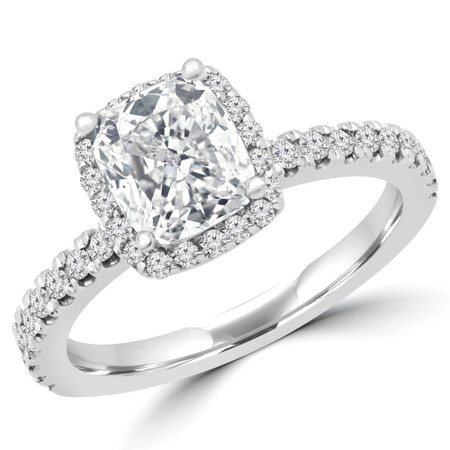 Cushion Diamond Halo Engagement Ring in White Gold - #HALO3-W