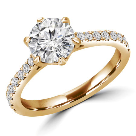 Round Cut Multi-stone Engagement Ring in Yellow Gold - #INSTA-Y