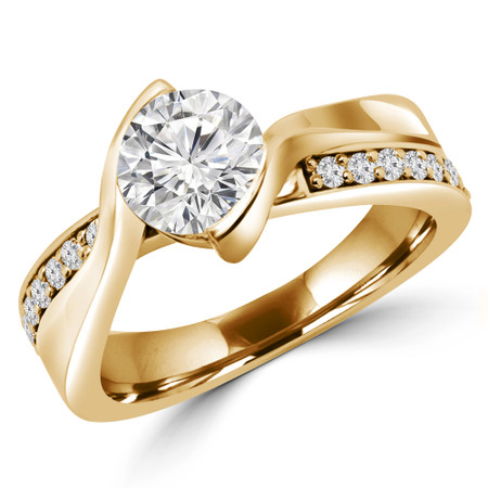 Round Cut Multi-stone Engagement Ring in Yellow Gold - #JAVIER-Y