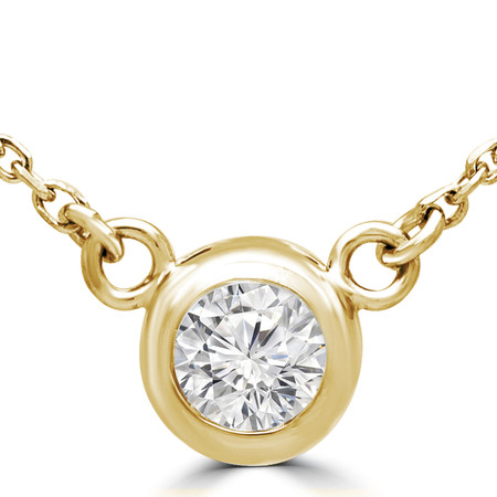Round Diamond Bezel Set Solitaire Pendant Necklace in Yellow Gold With Chain - #LEXI-SMALL-Y