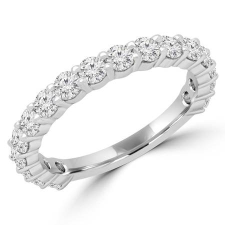 Round Diamond Semi-Eternity Wedding Band Ring in White Gold - #MAFFA-B-W