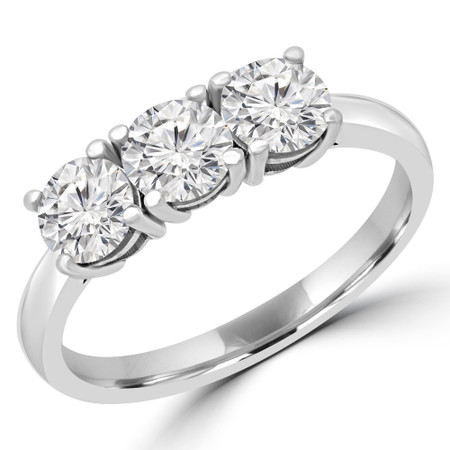 Round Diamond Three-stone Engagement Ring in White Gold - #MARLEY-W
