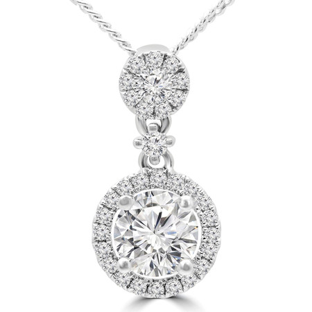 Round Diamond Halo Pendant Necklace in White Gold With Chain - #MP00168B-W