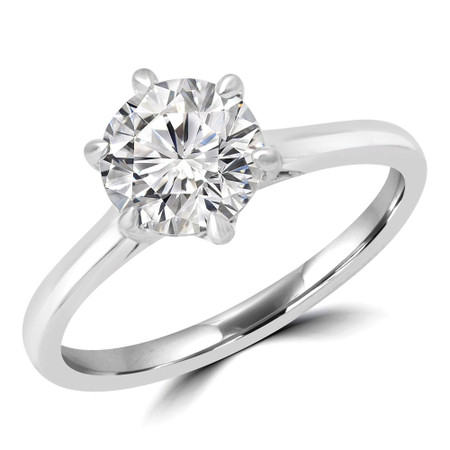 Round Cut Solitaire Engagement Ring in White Gold - #PAEZ-W