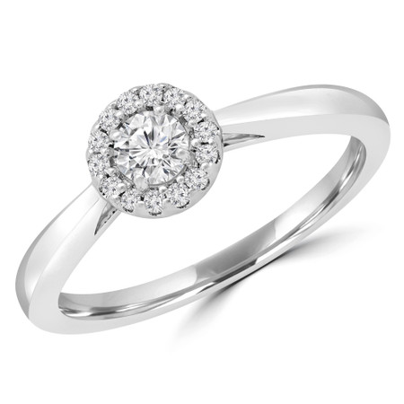 Round Diamond Promise Halo Engagement Ring in White Gold - #RG001301A-W