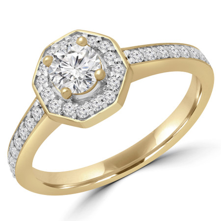 Round Diamond Octagon Halo Engagement Ring in Yellow Gold - #RG001477A-Y