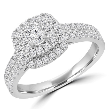 Round Diamond Double Halo Engagement Ring in White Gold - #RG001535A-W