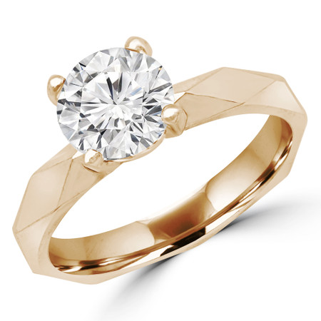 Round Cut Solitaire Engagement Ring in Yellow Gold - #RIA-Y