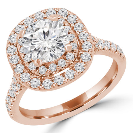Round Halo Multi-stone Engagement Ring in Rose Gold - #SOLESTE-R