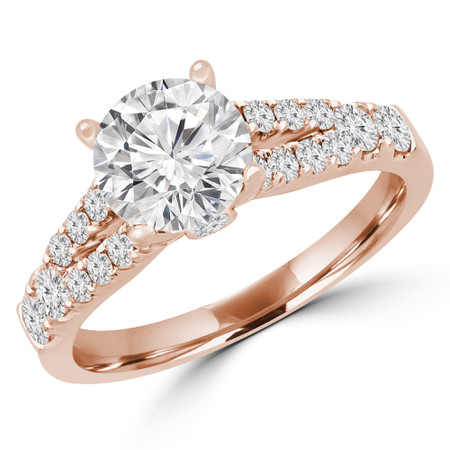 Round Double Halo Multi-stone Engagement Ring in Rose Gold - #VIVIAN-R