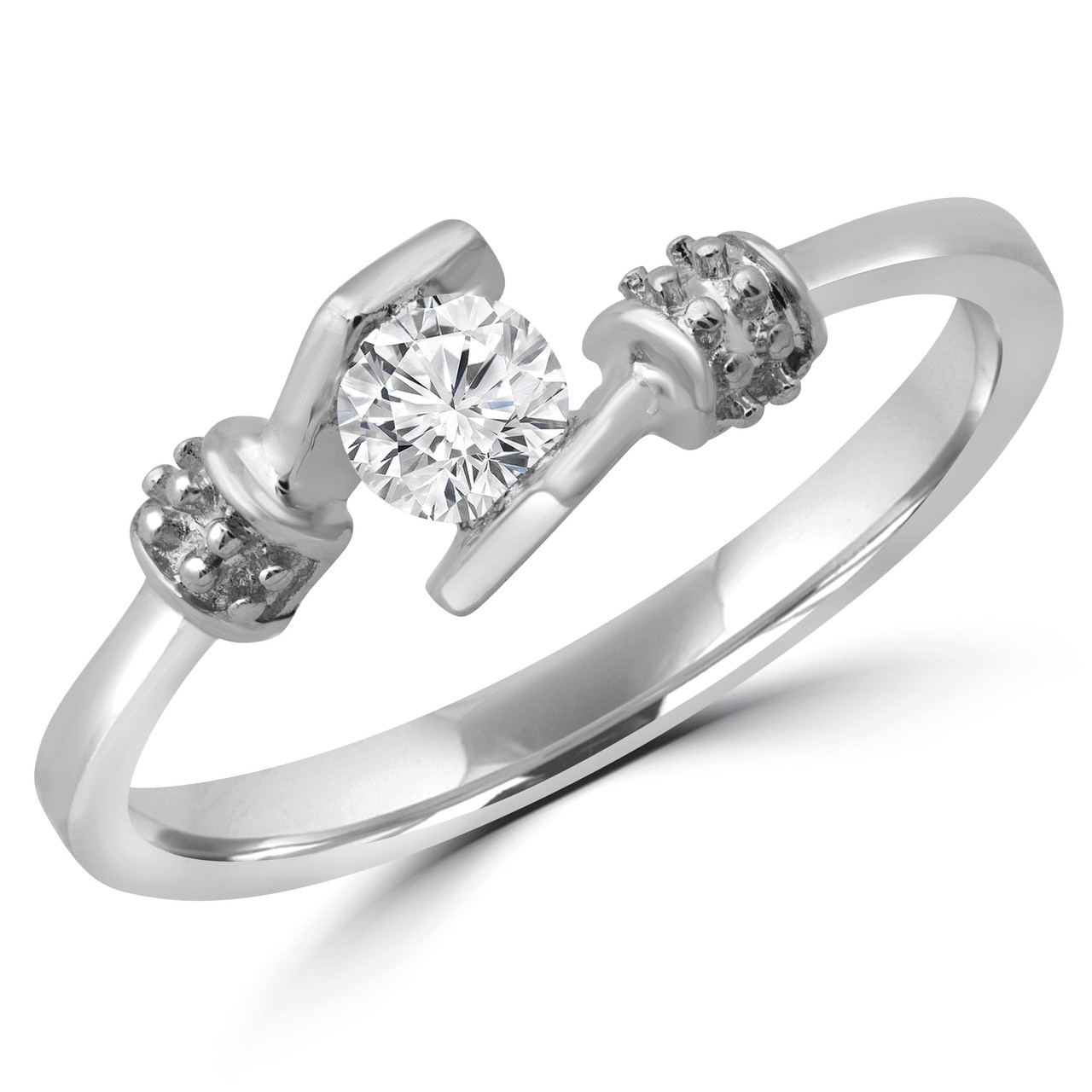 Round Diamond Promise Solitaire Engagement Ring in White Gold YUMAW