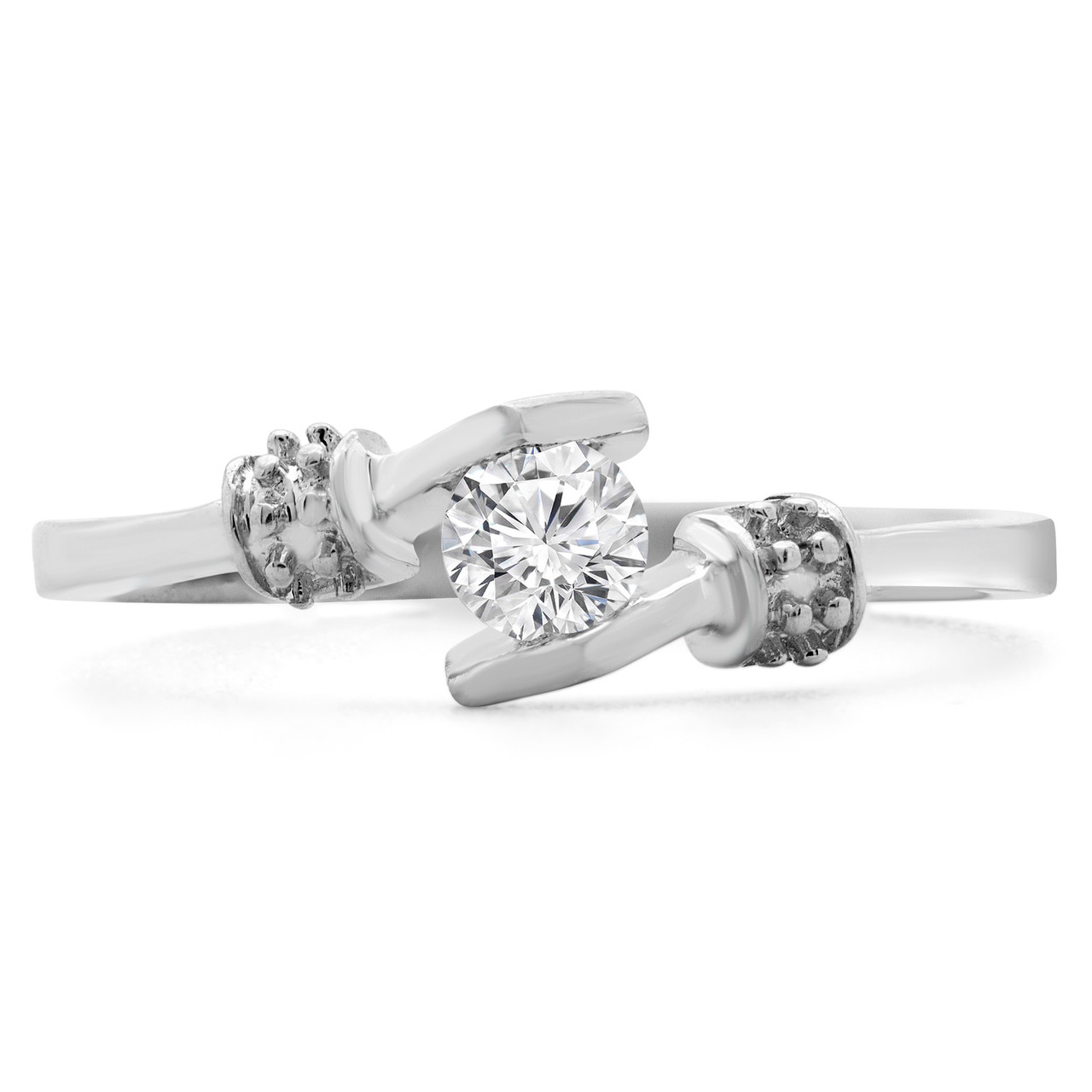 Round Diamond Promise Solitaire Engagement Ring in White Gold YUMAW