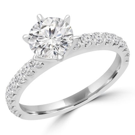 Round Multi-stone Engagement Ring in White Gold - #ZOEY-W