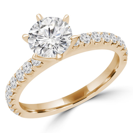 Round Multi-stone Engagement Ring in Yellow Gold - #ZOEY-Y