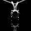 Round Cut Black Diamond Solitaire 4-Prong Y-Bail Pendant Necklace with Chain in White Gold - #P4R-W-BLK