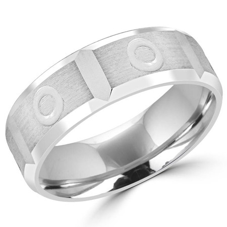 6.0 MM Brushed Mens Comfort Fit Wedding Band Ring in White Gold - #JM350-7WG-W