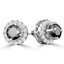 Round Cut Black Diamond Multi-Stone 4-Prong Halo Stud Earrings with Round Cut Diamond Accents with Screwbacks in White Gold - #CDEATH0667