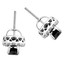 Round Cut Black Diamond Multi-Stone 4-Prong Halo Stud Earrings with Round Cut Diamond Accents with Screwbacks in White Gold - #CDEATH0667