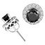 Round Cut Black Diamond Multi-Stone 4-Prong Halo Stud Earrings with Round Cut Diamond Accents with Screwbacks in White Gold - #CDEATH0667