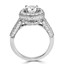 Round Cut Diamond Multi-Stone 4-Prong Vintage Cathedral-Set Halo Engagement Ring with Round Diamond Accents in White Gold - #HR6260-W