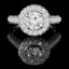 Round Cut Diamond Multi-Stone 4-Prong Vintage Cathedral-Set Halo Engagement Ring with Round Diamond Accents in White Gold - #HR6260-W