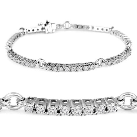 Round Cut Diamond 4-Prong 3-Row Tennis Bracelet in White Gold - #B2260-W