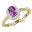 Oval Cut Pink Sapphire Gemstone Multi-Stone 4-Prong Halo Cocktail Ring with Round White Diamond Accents in Yellow Gold - #IFHH8115-Y-SAP