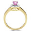 Oval Cut Pink Sapphire Gemstone Multi-Stone 4-Prong Halo Cocktail Ring with Round White Diamond Accents in Yellow Gold - #IFHH8115-Y-SAP