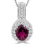Oval Cut Pink Tourmaline Gemstone Multi-Stone Halo Pendant with Round Diamond Pave Accents in White Gold with Chain - #ESFQ111-PENDANT-W