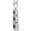 Round Cut Black Diamond Multi-Stone Three-Stone Shared-Prong Drop Pendant Necklace with Round White Diamond Accents with Chain in White Gold - #CDPEOC6191
