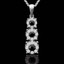 Round Cut Black Diamond Multi-Stone Three-Stone Shared-Prong Drop Pendant Necklace with Round White Diamond Accents with Chain in White Gold - #CDPEOC6191
