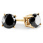 Round Cut Black Diamond Solitaire 4-Prong Stud Earrings with Screwbacks in Yellow Gold - #R418-BLK-Y