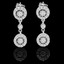 Round Cut Diamond Dangle Drop Vintage Multi-Stone Prong Earrings in White Gold - #E303