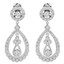 Round Cut Diamond Dangle Drop Vintage Multi-Stone Shared-Prong Teardrop Shape Earrings in White Gold - #E301