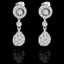 Round Cut Diamond Dangle Drop Vintage Multi-Stone Shared-Prong Earrings with Pushbacks in White Gold - #E299