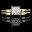 Princess Cut Diamond Multi-Stone V-Prong Engagement Ring & Wedding Band Bridal Set with Baguette Cut Diamond Accents in Yellow Gold - #HR8092A-B-Y