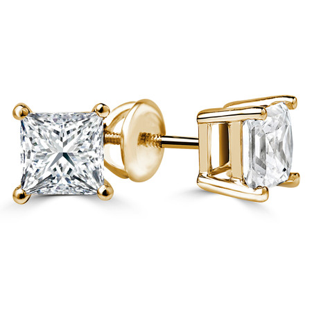 Gold & Diamonds Jewellery 4.15 CT Princess Cut Diamond 9MM Solitaire Stud Earrings 14K Black Gold Over .925 Sterling Silver Gold & Diamonds Jewellery 4.15 CT Princess Cut Diamond 9MM Solitaire Stud Earrings 14K Black Gold Over .925 Sterling Silver
