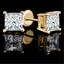 Princess Cut Diamond Solitaire 4-Prong Stud Earrings with Screwbacks in Yellow Gold - #S415-Y