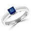 Princess Cut Blue Sapphire Gemstone Multi-Stone Engagement Ring with Princess Cut White Diamond Channel-Set Accents in White Gold - #HR4528-W-SA