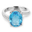 Oval Cut Blue Topaz Gemstone Multi-Stone 4-Prong Cocktail Ring with Round White Diamond Accents in White Gold - #IMP-R-L-W-OV-TOP